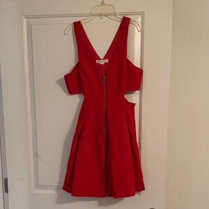 BCBGeneration Vibrant Red cutout Dress with front zipper